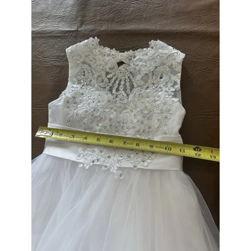 Short Sleeves Flower Girl Dress Wedding Lace Tulle Princess Kids Party Dress
